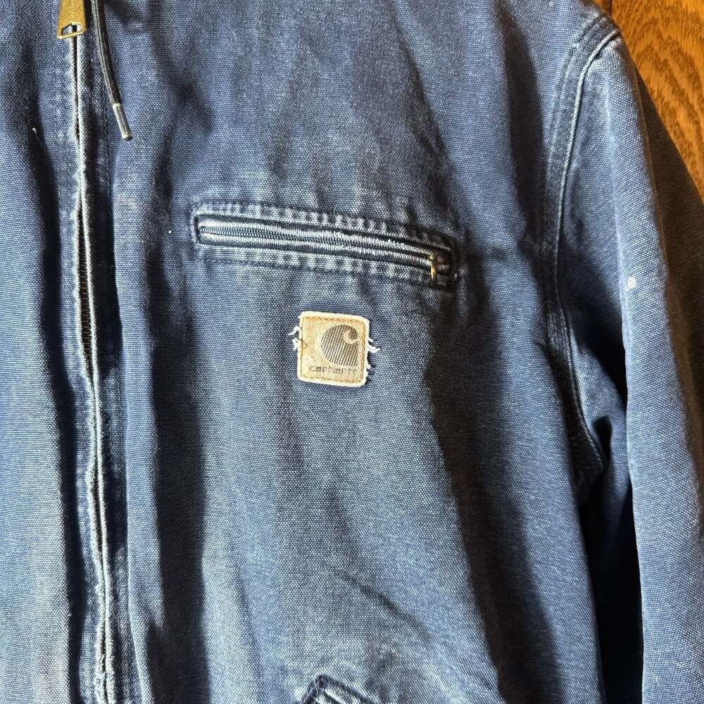 Carhartt J141 MDT Sherpa-Lined Sandstone Sierra Jacket Midnight Blue Size Large - Picture 2 of 6